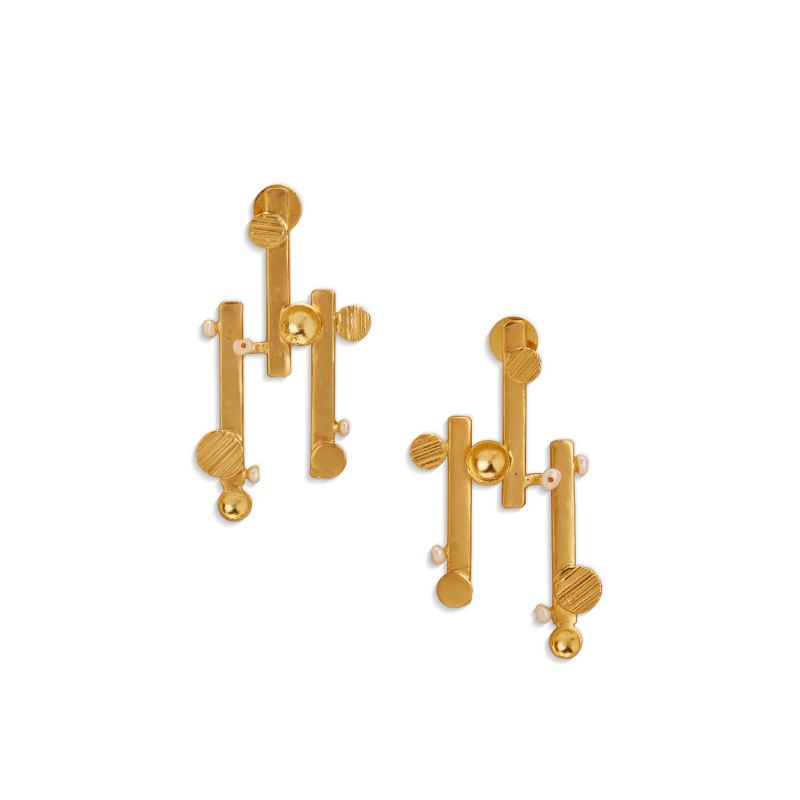 Gold Vara Maxi Studs With Freshwater Pearls image