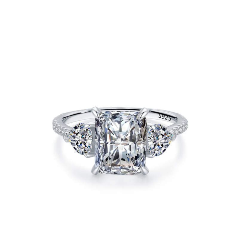 Radiant Cut Three Stone Platinum Ring image