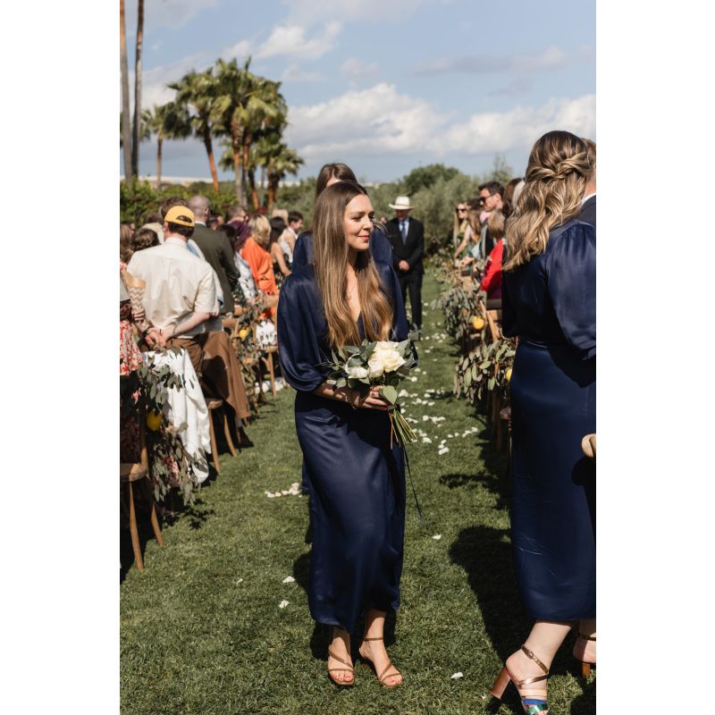 Rae Midi Wrap Dress In Midnight Blue image