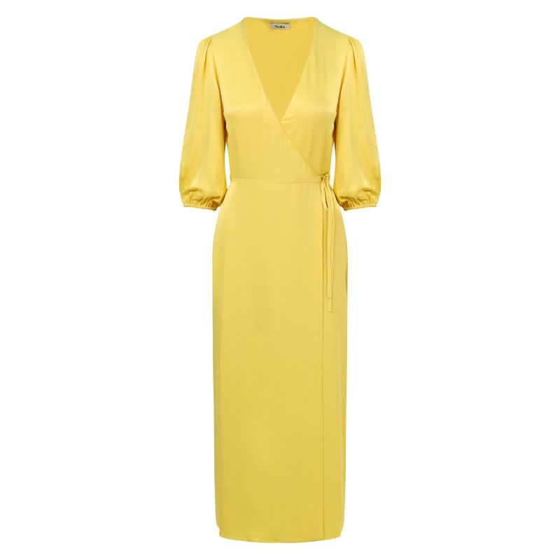 Rae Midi Wrap Dress In Mimosa Yellow image