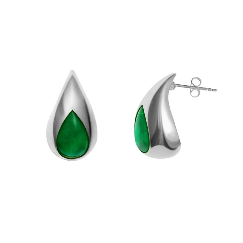 Raindrop Teardrop Emerald Gold Earrings image