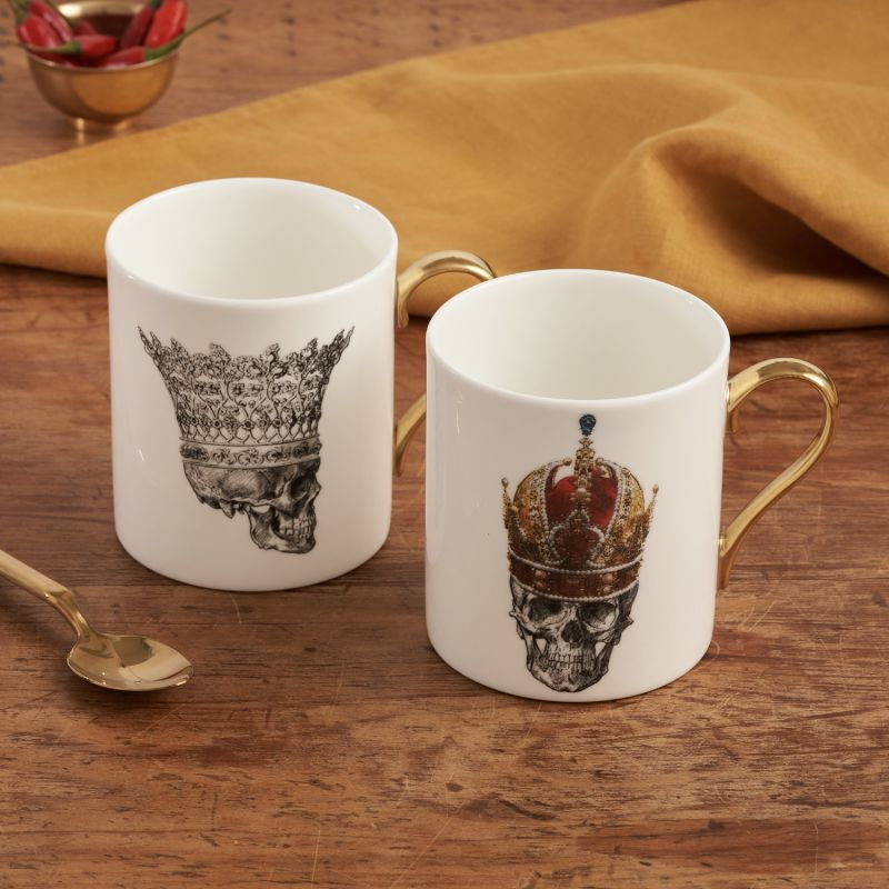 Skull In Crown Set Of Two Mugs image