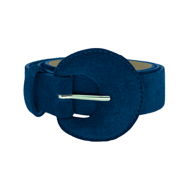 Suede Half Moon Buckle Belt - Navy Blue image