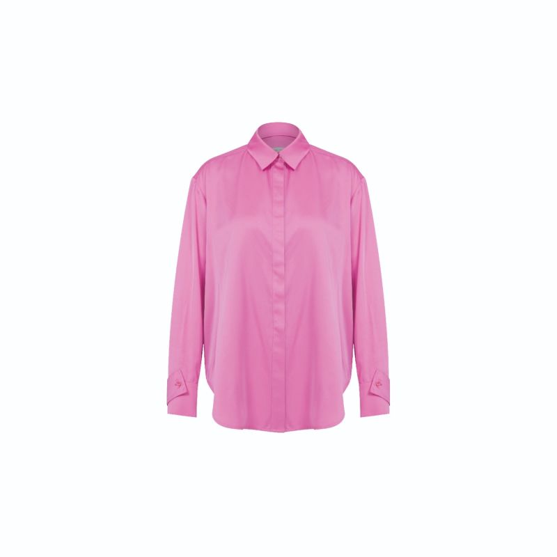 Ravenna Satin Shirt In Parfait Pink image