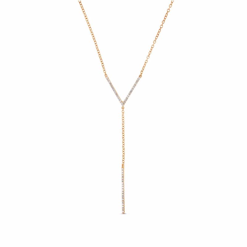 Diamond Lariat Necklace 18K Rose Gold image