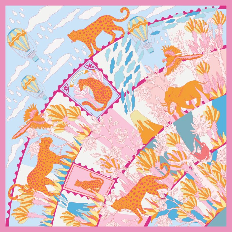 Double Sided Silk Scarf Of Around The World image