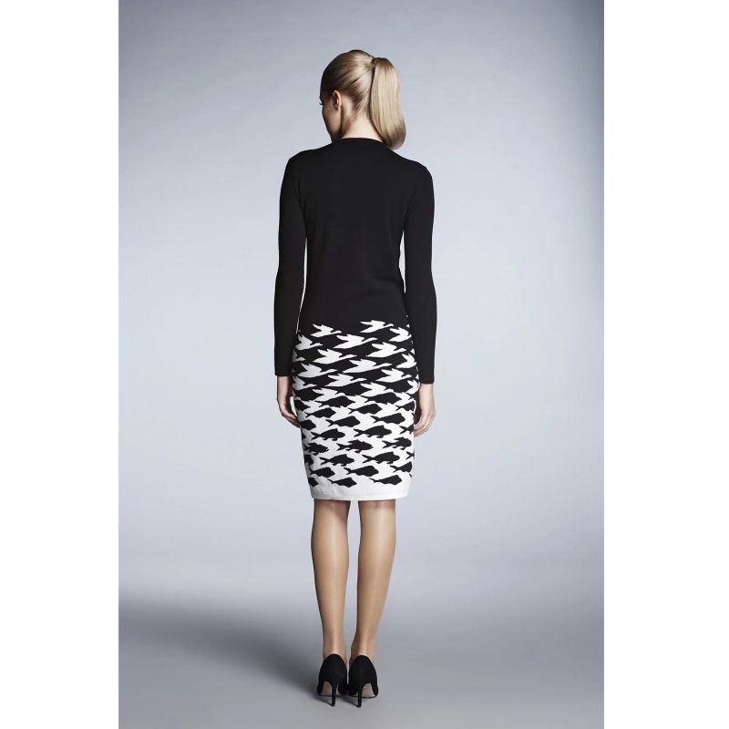 Sea & Sky Knitted Jacquard Dress In Black and White image