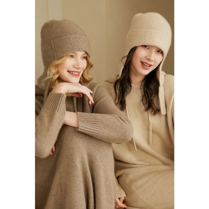 Cashmere Earflap Beanie - Brown image