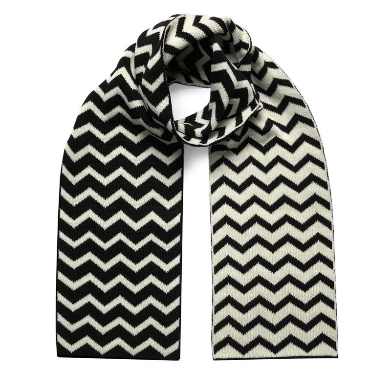 Chevron Wool & Cashmere Scarf Black image