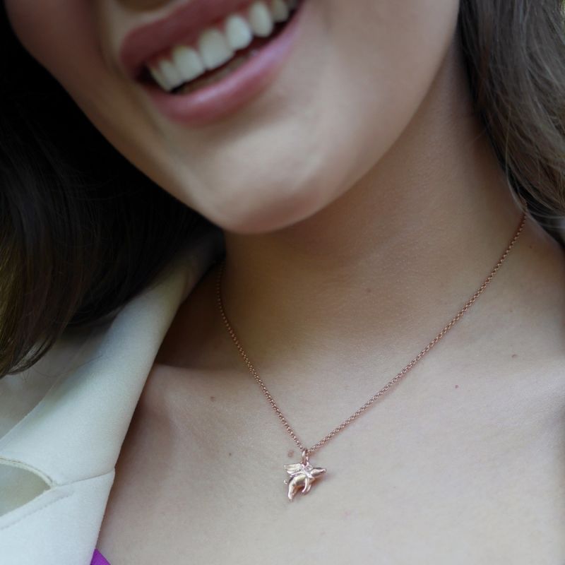 Rose Gold Flying Pig Necklace image