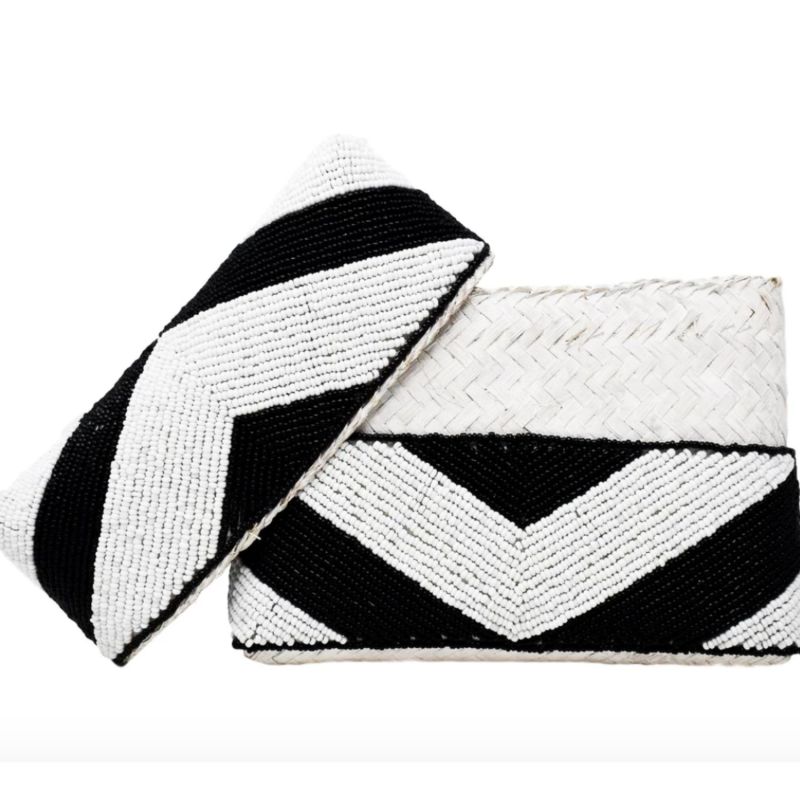 Zoe Beaded Clutch - Black White image