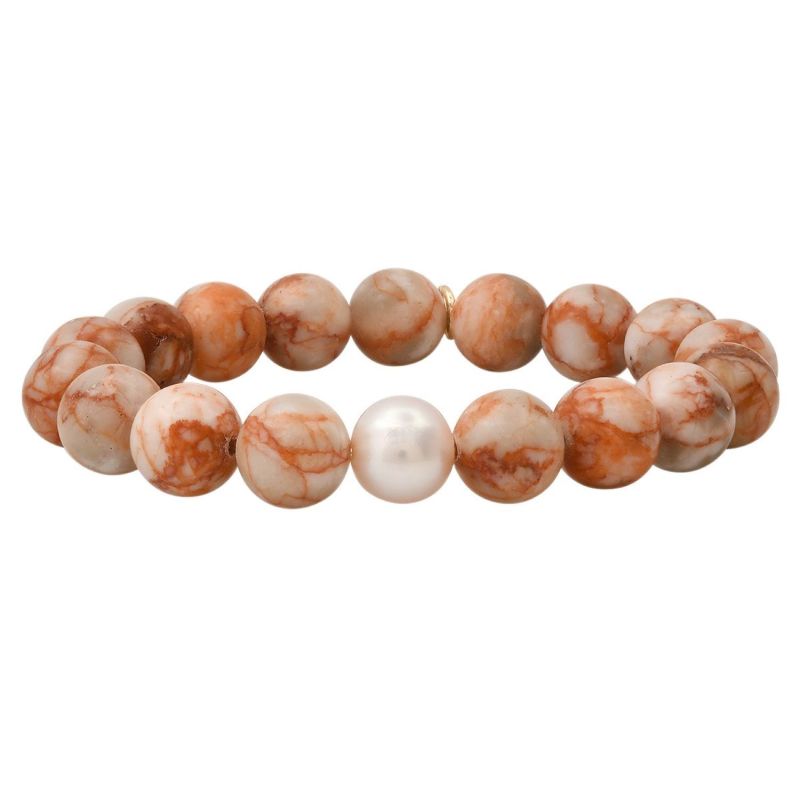 Red Line Jasper  And Pearl Bracelet image