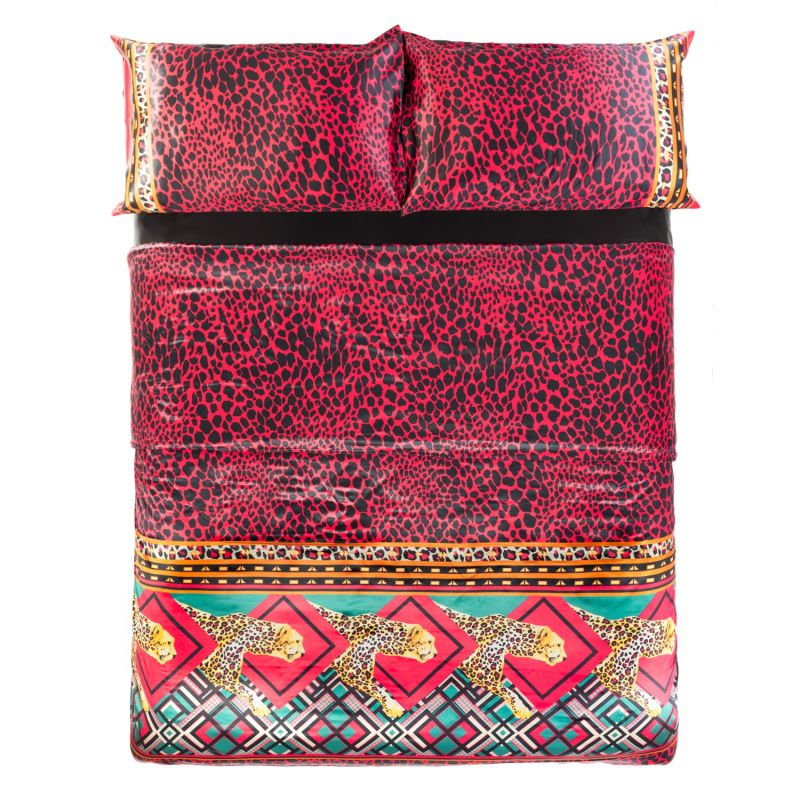 Red Leopard Silk Bedsheet image