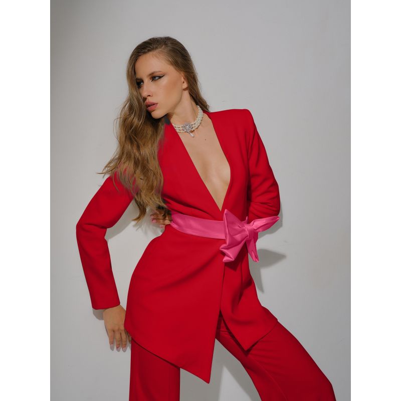 Red power suit women clearance
