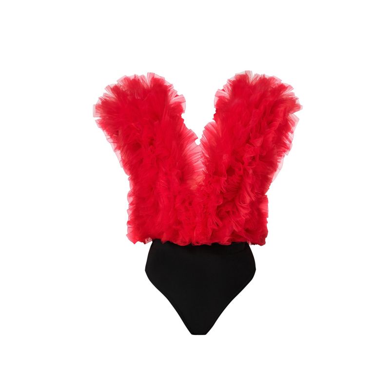 Signature Red Ruffled Tulle Bodysuit image