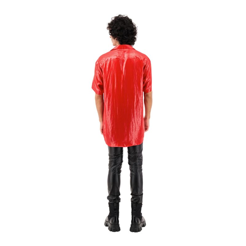 Red Satin Short Sleeve Shirt image