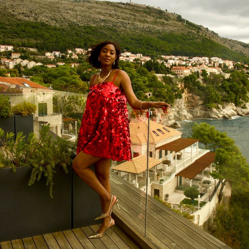 Red Sequin Mini Party Dress image