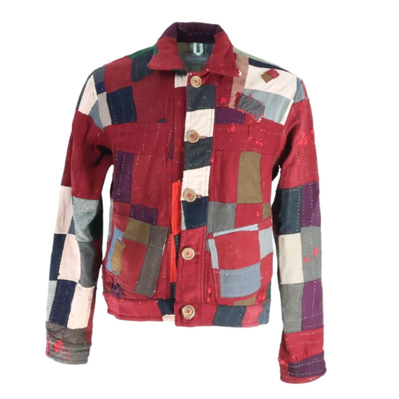 Red Wool Patchwork Quilt Jacket image