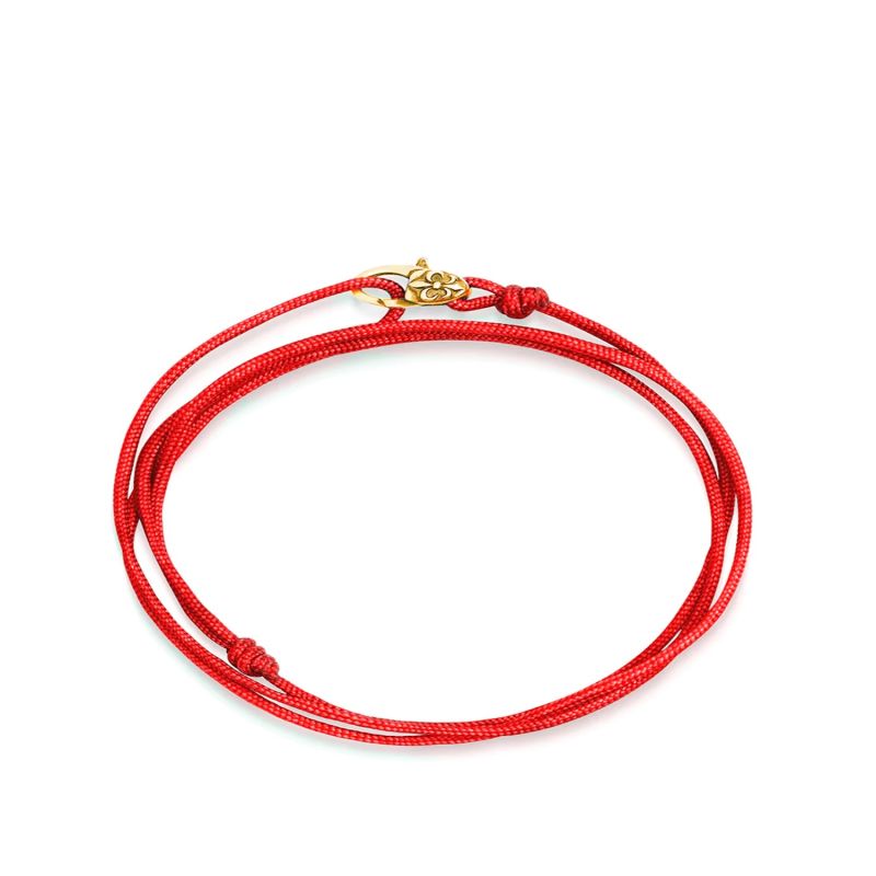 Red Wrap Around String Bracelet With Sterling Silver Gold Plated