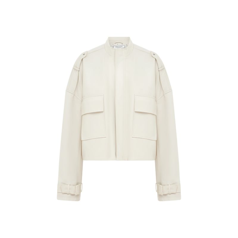 Reload Draped Leather Look Jacket - Cream image