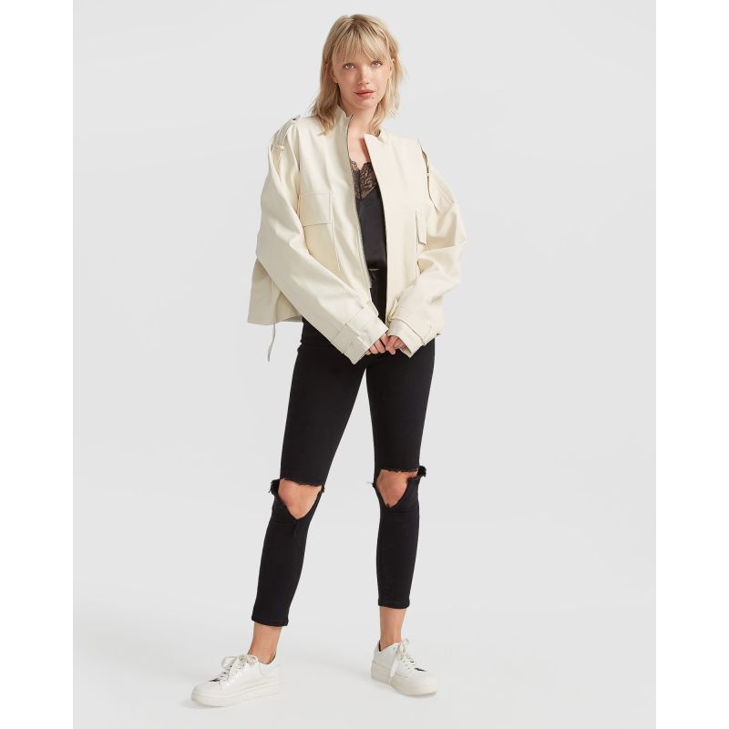 Reload Draped Leather Look Jacket - Cream image