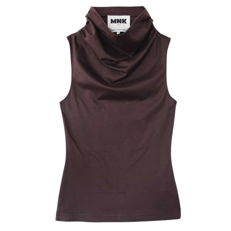 RenéE Brown Organic Cotton High Neck Draped Top image