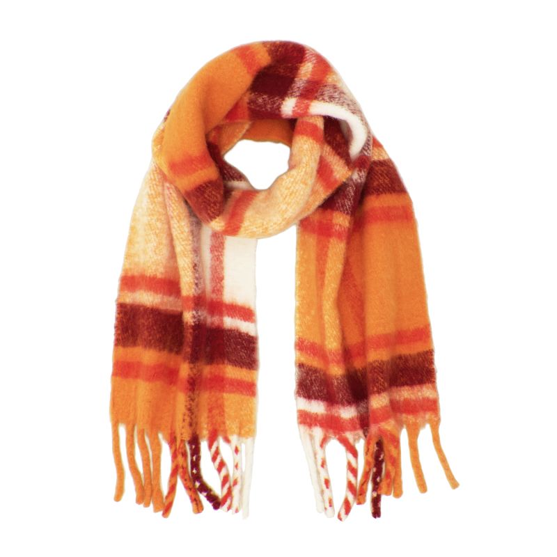 Replaid Oversized Scarf - Orange & Red image