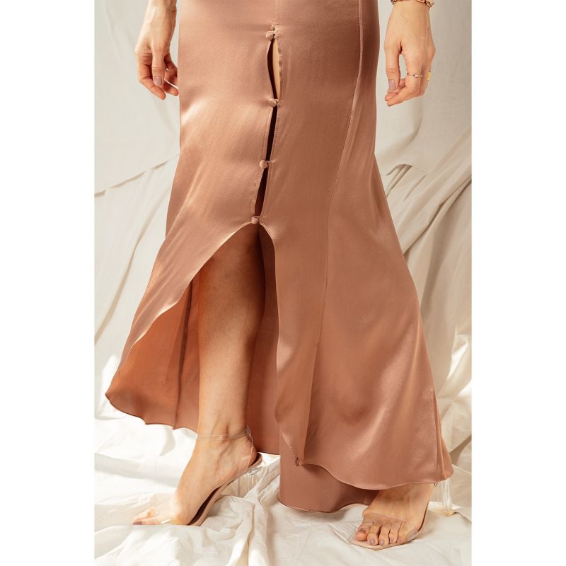 Godet Skirt With Slit Copper image