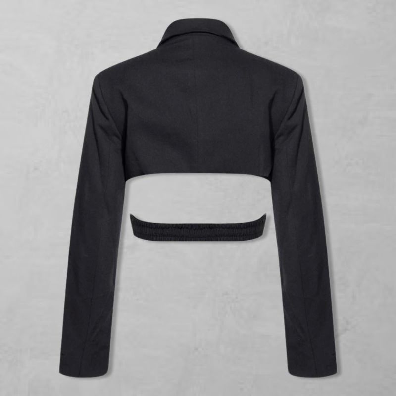 Reworked Black Blazer With Wrap Detail & Cut Out Back image