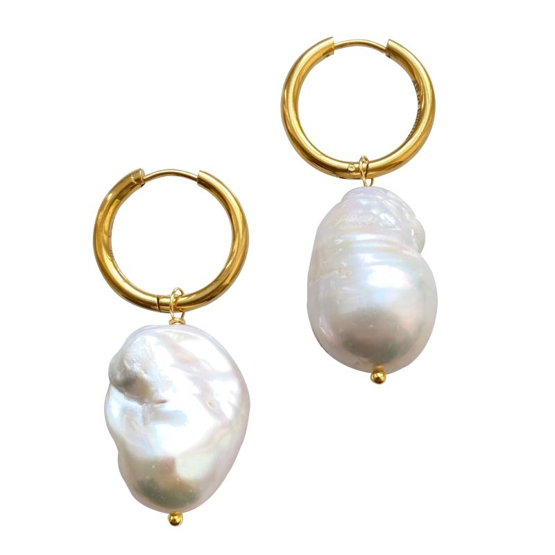 Kira Pearl Hoop Earring: Women's Jewelry, Earrings