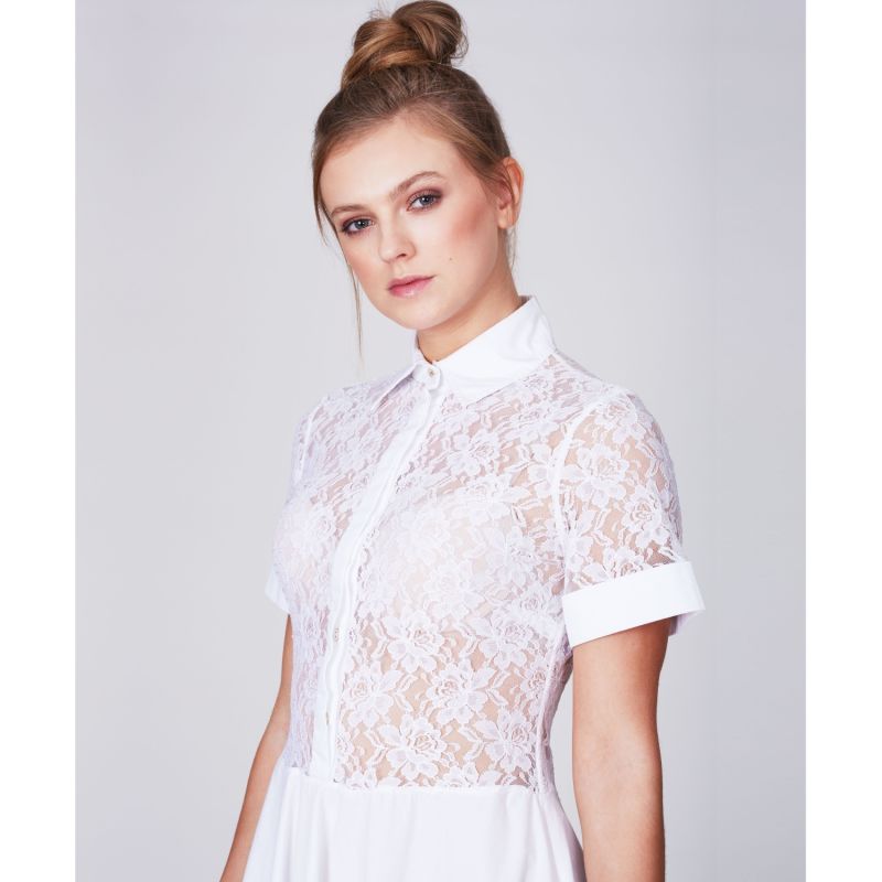 White Cotton Lace Dress image