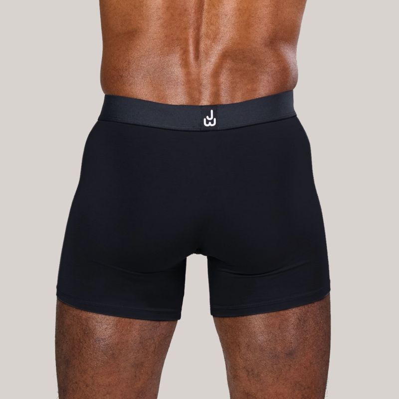 Super Soft Boxer Briefs - Anti-Chafe & No Ride Up Design - Three Pack - Black image