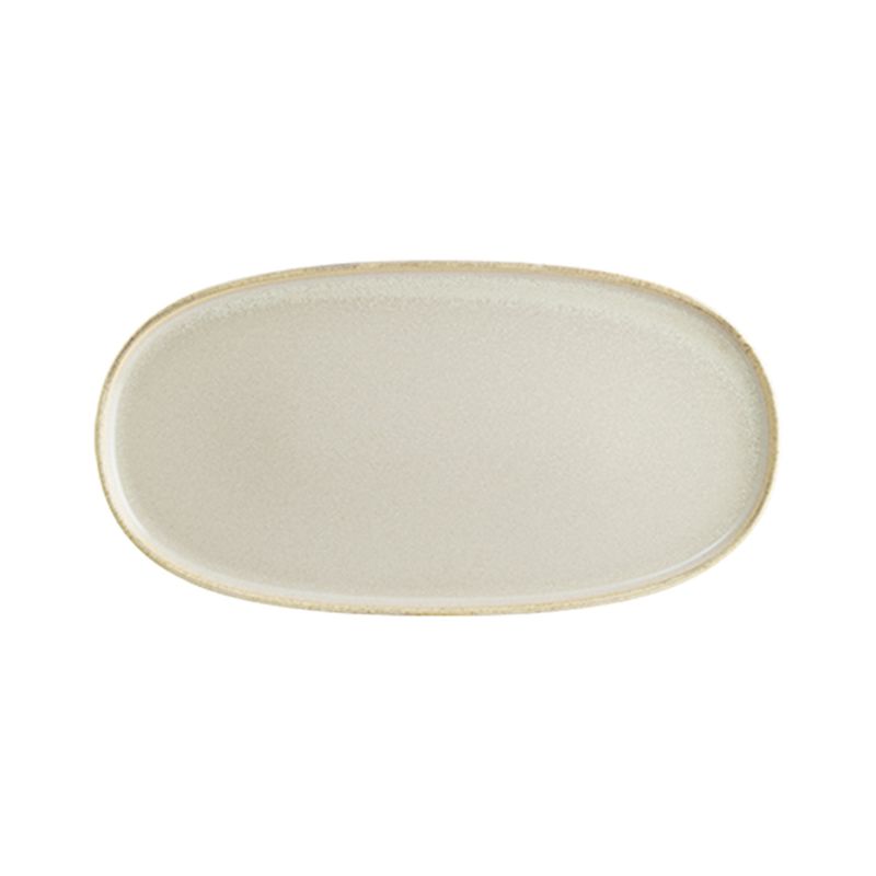 Sand Porcelain Platter Beige Oval 11.75" X 6.25" X 0.75" image