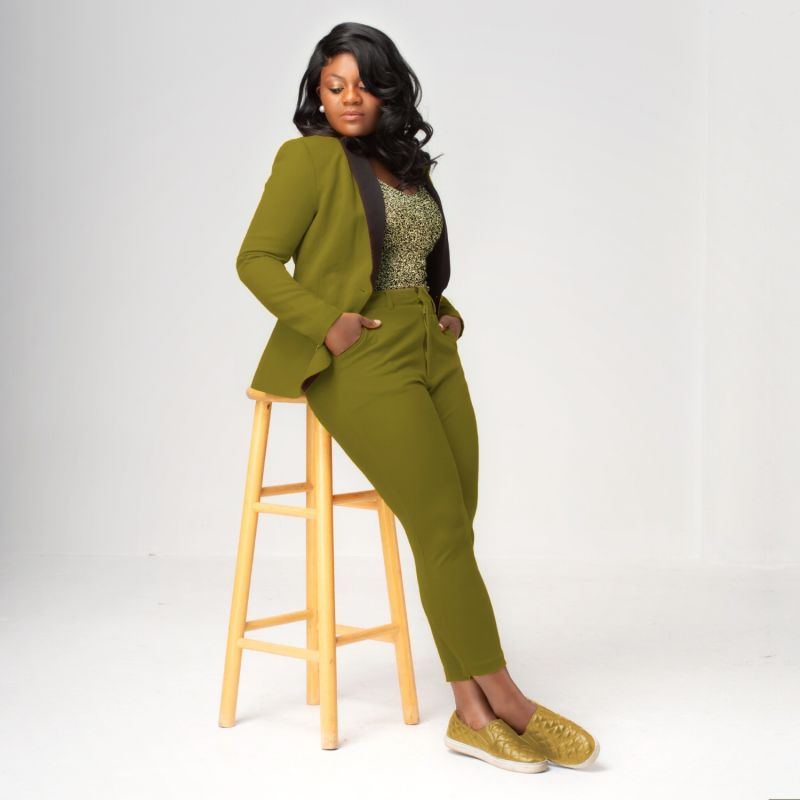 A Rebellious Leggings Stretch Suit -Olive Green image