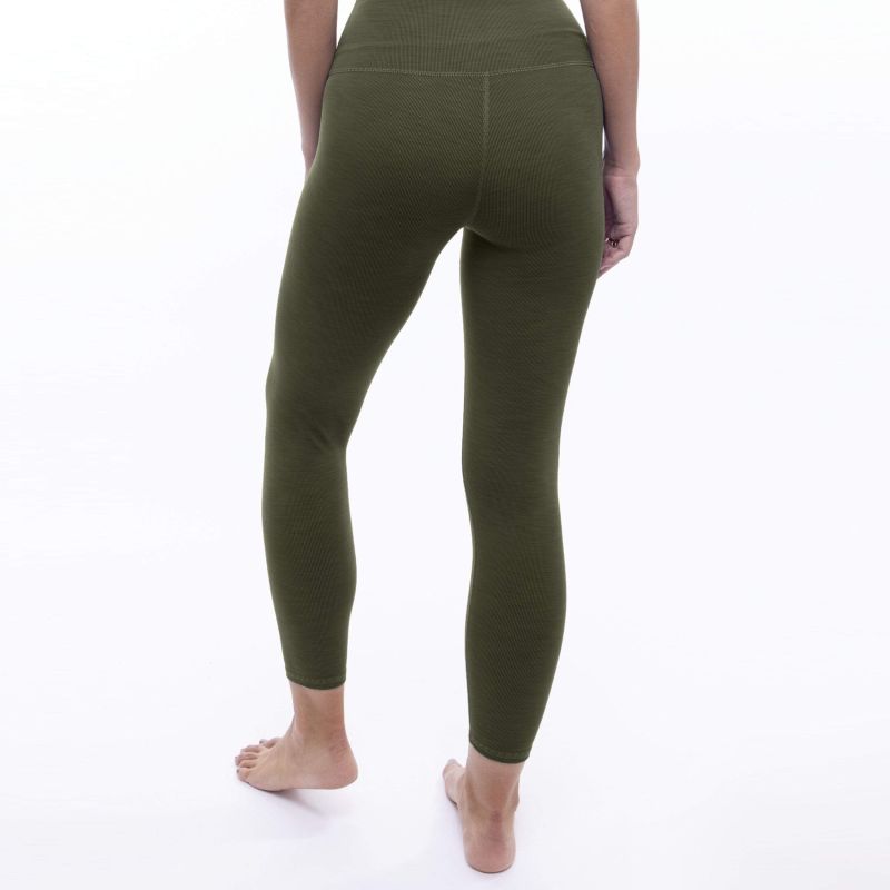 Rib High Waisted Legging - Heather Forest Green image