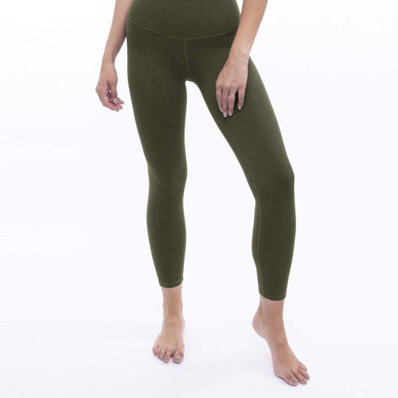 Rib High Waisted Legging - Heather Forest Green image