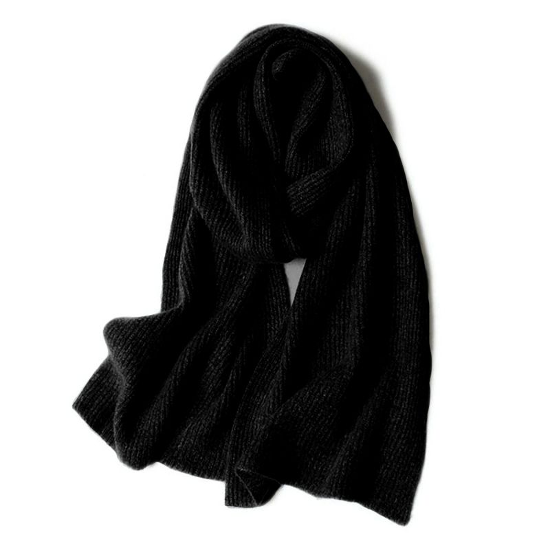 Ribbed Cashmere Scarf - Black image