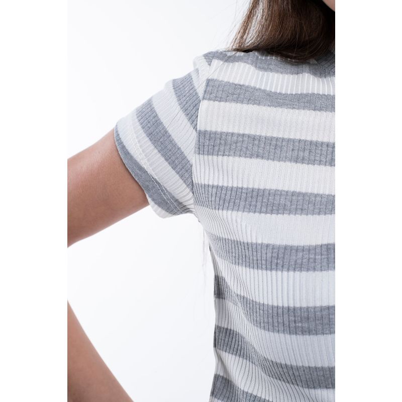 Striped Crop T-Shirt - Grey image