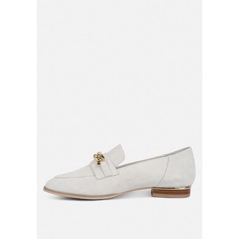 Ricka Chain Embellished Loafers In Beige image