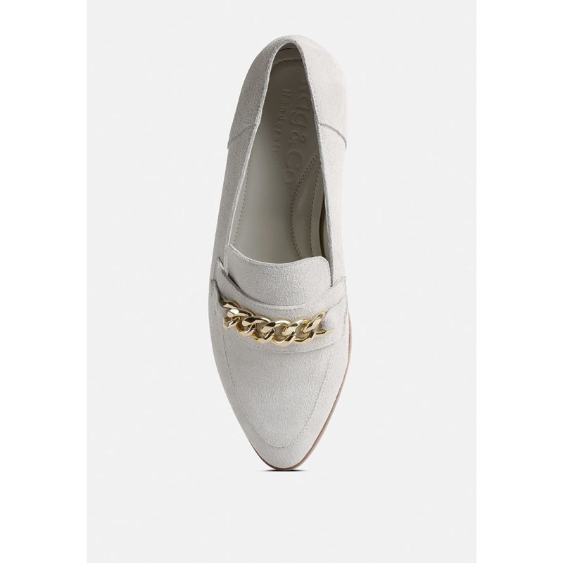 Ricka Chain Embellished Loafers In Beige image