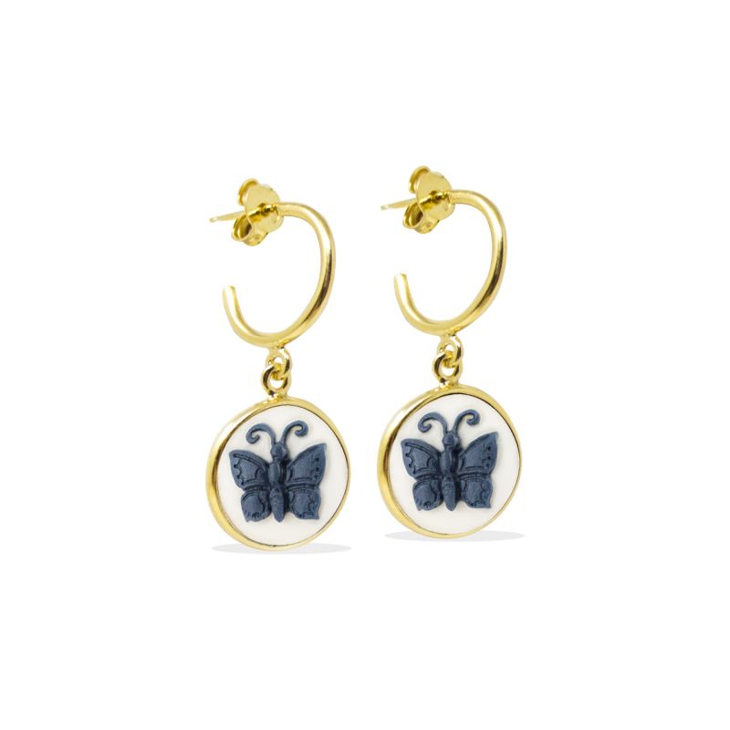 Butterfly Cameo Mini Hoop Earrings image