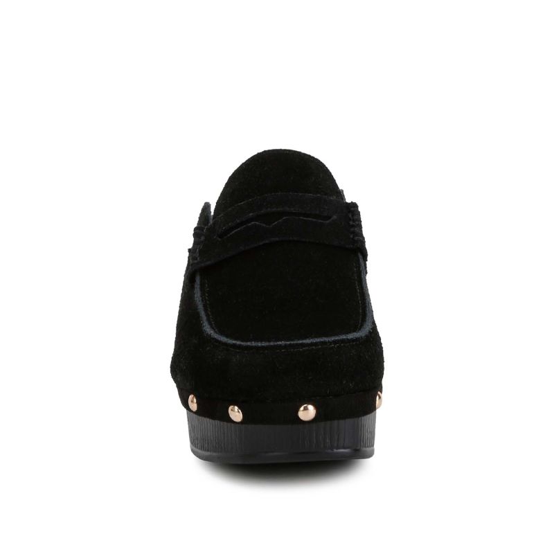 Riley Suede Platform Clogs In Black image