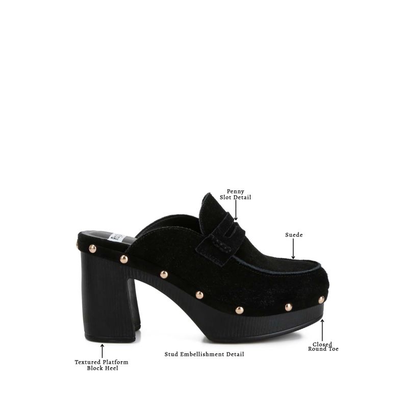 Riley Suede Platform Clogs In Black image