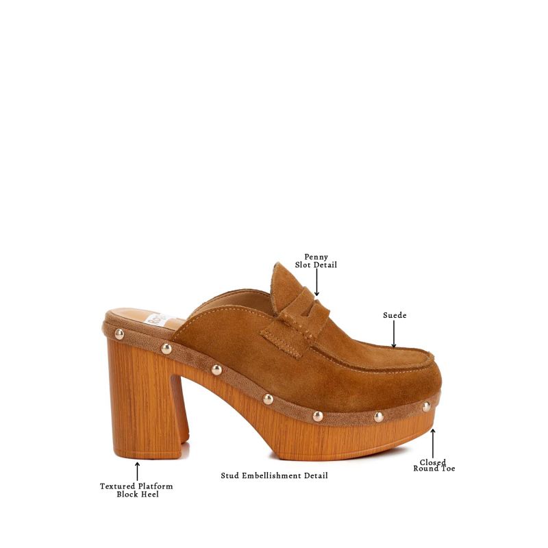 Riley Suede Platform Clogs In Tan image