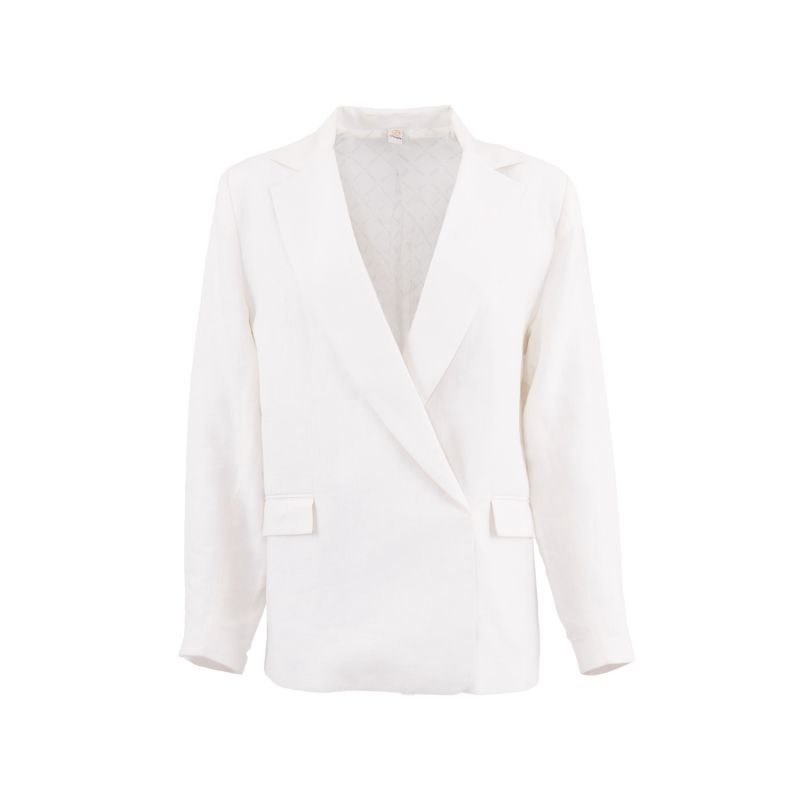 Havana Oversized Linen Blazer In Porcelain White image