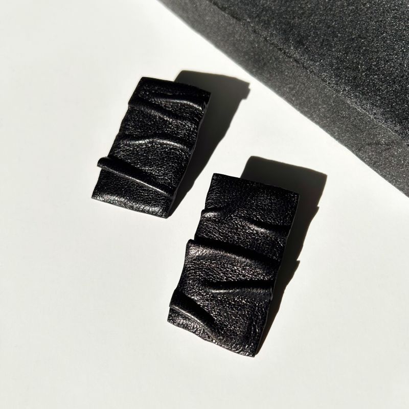 Ripple Leather Stud Earrings image