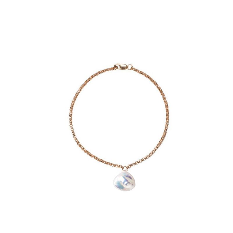 Mermaid Keshi Pearl Chain Bracelet - Gold image