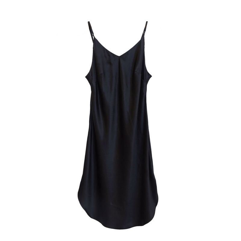River Nymph Pure Silk Slip Dress Black Soft Strokes Silk Wolf