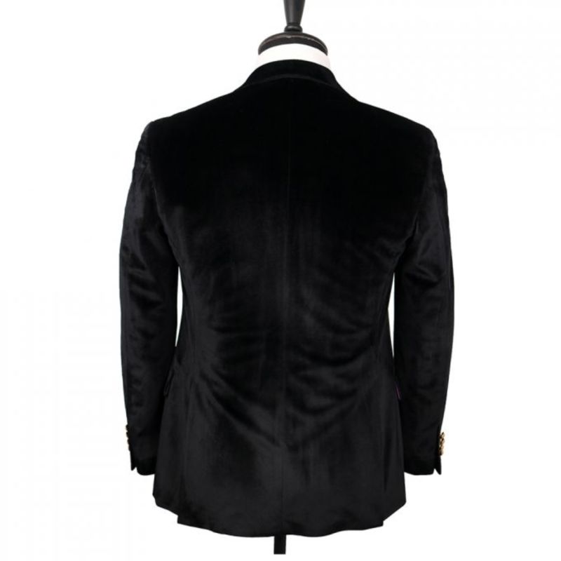 Maison Velvet Double Breasted Peak Lapel 2 Piece Suit – Black | DAVID ...