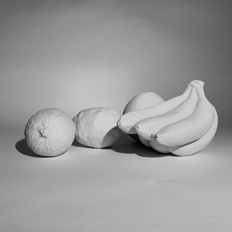 Large Ornamental Concrete Lemon Set Of Two White image